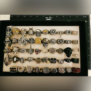 Lot of 50 Pieces Men's Rings Biker Skull Masonic Gothic Stainless Steel Punk